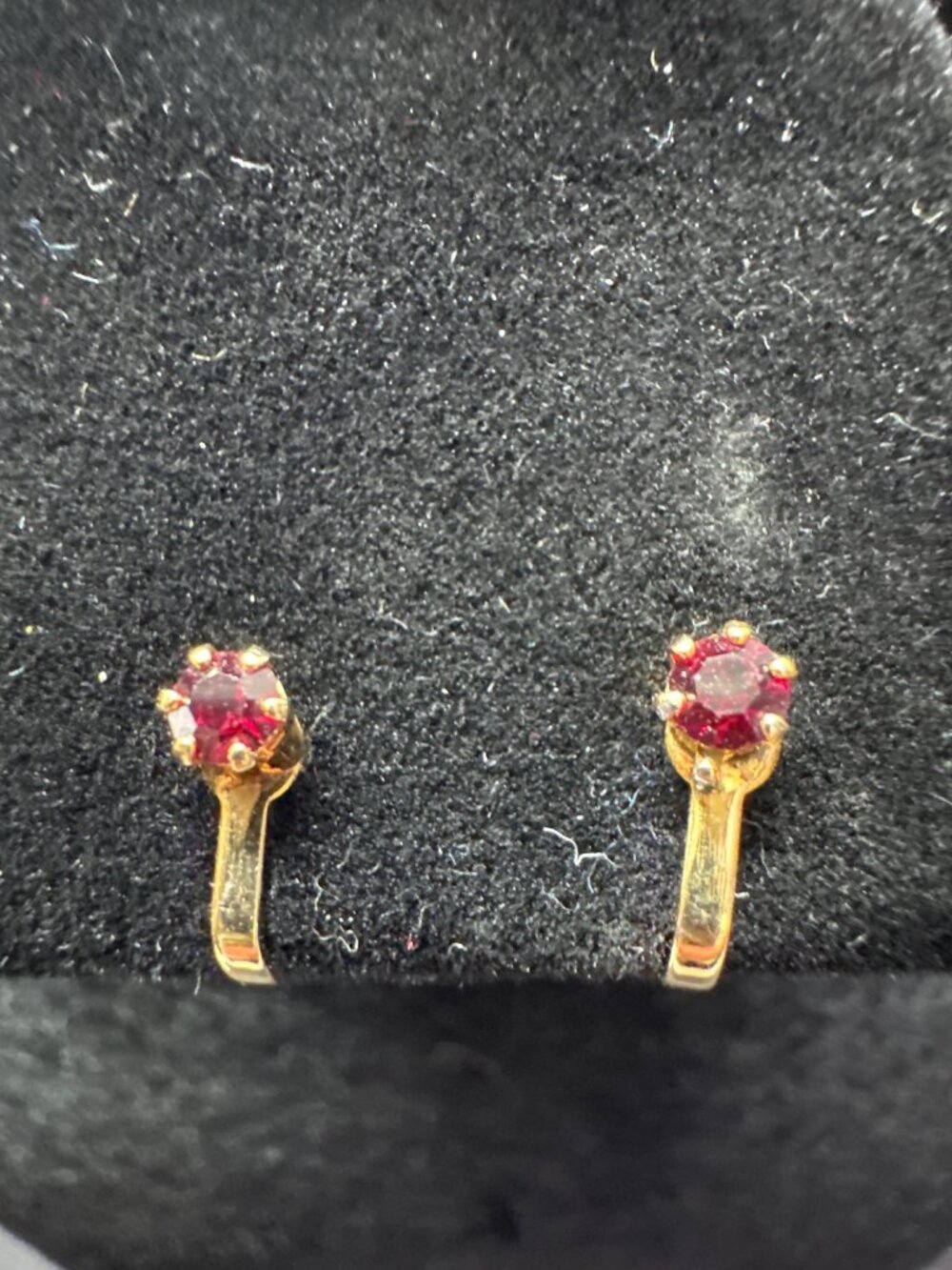 Vintage Gold-Tone Clip-On Earrings With Red Gemstone Accents Elegant & Timeless